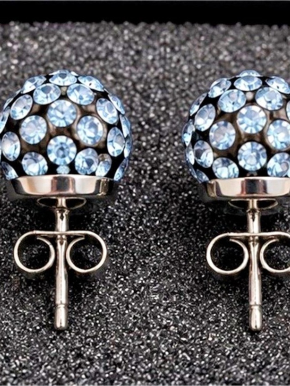 Crystal Ball Stud Earrings in Black & Silver QVC